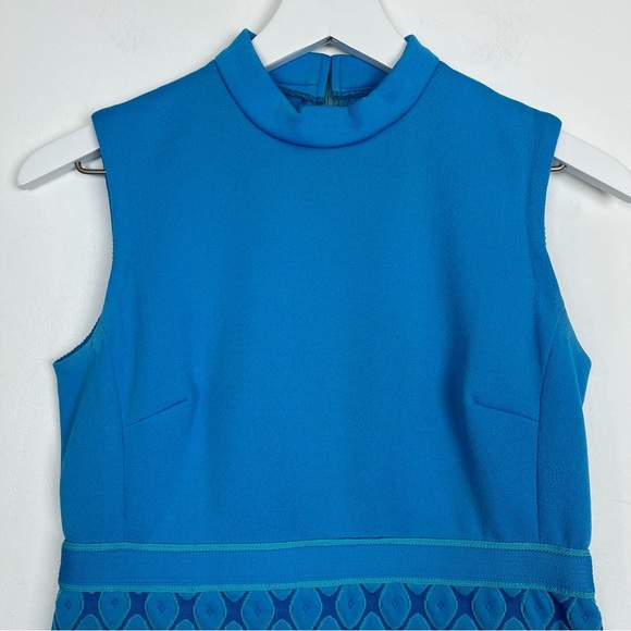 Vintage Blue Geometric Print Dress and Jacket Belfry By Gerald Pierce - Picture 5 of 16